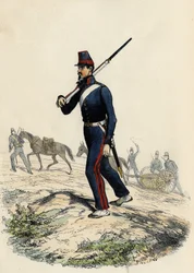 Gebirgsartilleriebataillon der französischen Armee in Algerien im Jahr 1830, in „L