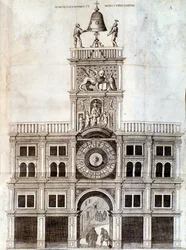 Glockenturm der San Marco Kirche in Venedig. Seite aus De campanis von Rocca