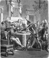 Blaise de Monluc (1502-1577), Marschall von Frankreich am Hof von Franz I. Gravur des 19. Jahrhunderts.