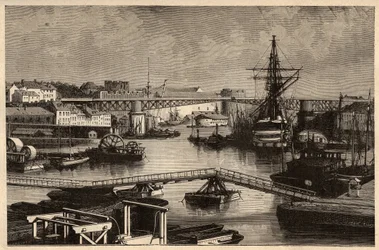 Brest - Der Militärhafen - Finistère - Bretagne - Gravur in „PATRIE - Beschreibung der malerischen Frankreichs in 6 Bänden“ von Lucien Huard - Ende des 19. Jahrhunderts