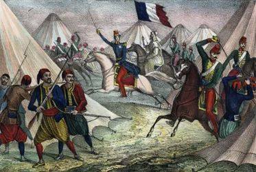 Eroberung der Smala von Abd-el-Kader in Algerien am 16. Mai 1843 durch den Herzog von Aumale. In „Storia d