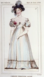 Caroline Ferdinande Louise von Neapel, Herzogin von Berry (1798-1870). Ehefrau des Herzogs von Berry. Gravur von 1830