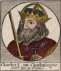 Karl der Große (Carolus Magnus, Karl der Große) (747-814) König der Franken und christlicher Kaiser des Westens - Gravur aus „Instruction sur l