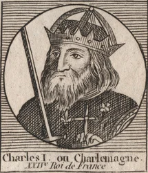 Karl der Große (Carolus Magnus, Karl der Große) (747-814) König der Franken und christlicher Kaiser des Westens - Gravur aus „Instruction sur l