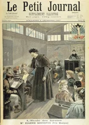 Klassenzimmer der Schule der Jahrmärkte: Montyon-Preis an Eugénie Bonnefois - in „Le petit Journal“ vom 5. Dezember