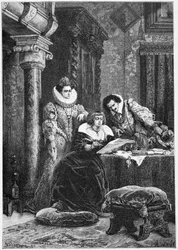 Concini, Leonore Galigai und Marie de Medici. Gravur in 
