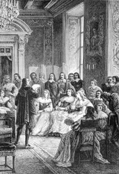 Corneille liest seine Tragödie Polyeucte im Hotel de Rambouillet - in „Histoire de France von den frühesten Zeiten bis 1789“ von M. Guizot