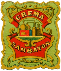 Crema Sambayon Alkoholwerbung (Chromolithographie, Ende des 19. Jahrhunderts)