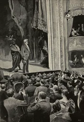 Menge jubelt Giuseppe Verdi am Ende der Oper Falstaff, 18. April