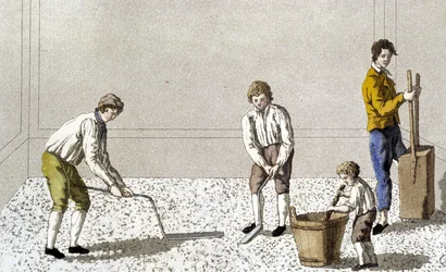 Dekoration: eine der Phasen der Bodenpflasterung