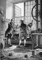 Denis Diderot (1713-1784), der Schöpfer der Encyclopédie. Gravur des 19. Jahrhunderts. In „Histoire de France“ von Jules Michelet