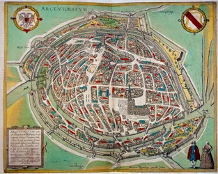 Detaillierte Karte der Stadt Straßburg von Abraham Hogenberg (ca. 1608-1653). Gravur aus dem 17. Jahrhundert, Paris B.N.