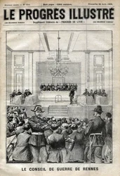 Dreyfus-Affäre. Prozess in Rennes. Alfred Dreyfus vor dem Kriegsrat (1899). Titelblatt von 