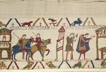 Graf Harold reitet von Bosham nach London, Teppich von Bayeux