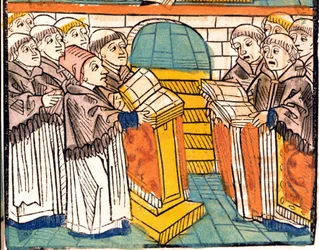 Kirchengesang (singende Mönche) - in „Konzil von Konstanz“ Manuskript von 1497