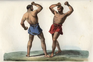 Etruskische Boxer - Stich aus „Usi e Costumi di Tutti i Popoli dell