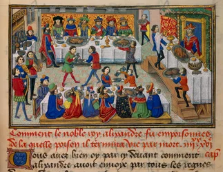 Festmahl für König Alexander und seine Höflinge in den letzten Tagen seines Lebens (Miniatur)