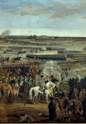 Erstes Kaiserreich: Kaiser Napoleon I. (1769-1821) (auf dem weißen Pferd) in der Schlacht von Leipzig