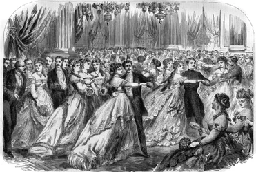 Erster Ball des Hôtel de Ville in Paris am 16. Januar 1868. Gravur in „The Illustrious Universe“