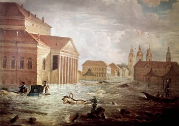 Überschwemmungen in der Stadt Sankt Petersburg in Russland, 19. Jahrhundert, Privatbesitz