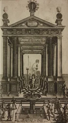 Brunnen mit Cherub und Tempel, Frontispiz aus Grand Art d