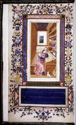 Francesco Petrarca (Petrarch) (1304 - 1374), Miniatur des 15. Jahrhunderts. Biblioteca Trivulziana. Mailand.