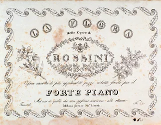 Frontispiz von La flora, Kompendium der berühmtesten Stücke (in Fortepiano-Version) von Gioacchino Rossini