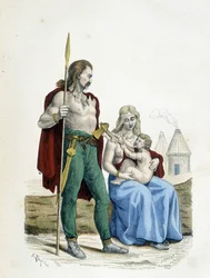 Gallische Familie der Urzeit - in "Kostüme von Paris durch die Jahrhunderte"