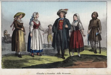 Deutsche Bauern - Stich aus „Usi e Costumi di Tutti i Popoli dell