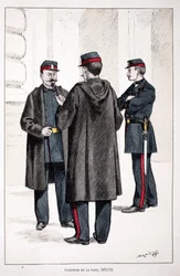 Friedenswächter (1871-1873). Farbradierung zur Illustration des Buches „Geschichte des Friedenswächterkorps“