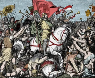 Heinrich der Vogler zum König von Ostfranken ausgerufen - Heinrich I. von Germania (oder von Sachsen, bekannt als Heinrich der Vogler, 876-936) zum König von Westfranken ausgerufen im Jahr 919