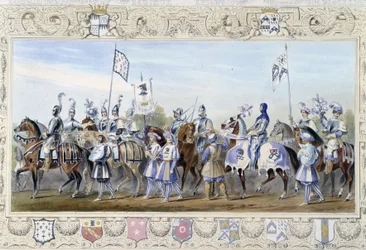 Reiter „Schwarze Löwen“ - in „Knight of England“ von J. Whatman, herausgegeben von T. M