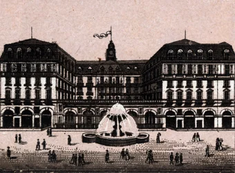 Hotel Frankfurter Hof in Frankfurt, Deutschland in „Die Welt illustriert 168 Ansichten“ ohne Datum (spätes 19. Jahrhundert)