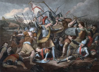 Hundertjähriger Krieg: „Die Schlacht von Azincourt am 25.10.1415“ - Gravur