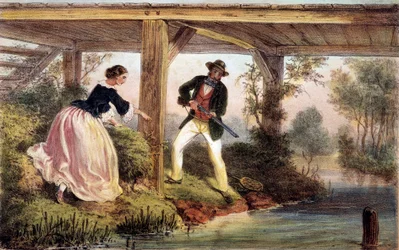 Hechtjagd in England. Gravur des 19. Jahrhunderts