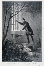 Ich ging letzte Nacht und kratzte am Fenster, Illustration in Conan Doyles „Die ersten Abenteuer von Sherlock Holmes“. Sd. um 1890