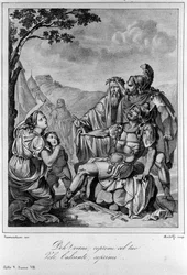 Illustration für Szene 8 des 5. Aktes von „Ajax“ (Aiace) von dem italienischen Dichter und Dramatiker Ugo Foscolo (1778-1827) 19. Jahrhundert