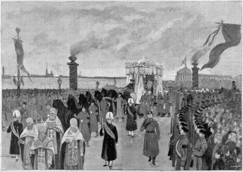 Illustration der Beerdigung von Zar Alexander III. im Jahr 1894.