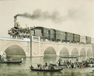 Einweihung der Brücke über die Lagune von Venedig zur Verbindung der Stadt mit dem Festland