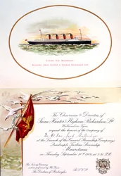Einladung an Lord Stalbridge zur Teilnahme am Stapellauf der SS Mauretania am 20. September 1906