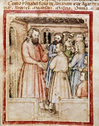 Jakob und seine zwölf Kinder Miniatur aus Codex 212 (oder Padovano Codice oder Bibel von Padua) 1390-1400 Rovigo, Accademia dei Concordi