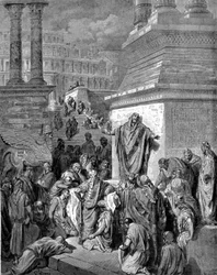 Jona ermahnt die Einwohner von Ninive zur Buße