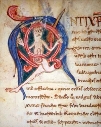 Der Antichrist (Initiale „a“) - in „De Tribes Diebus“