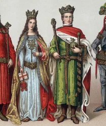 Ladislaus II. oder V. Jagellon (1350-1434), Großherzog von Litauen und König von Polen. Chromolithographie aus dem 19. Jahrhundert.