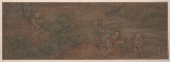 Landschaftsgemälde einer Figur in Waldlandschaft