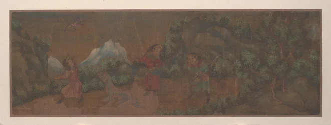 Landschaftsgemälde einer Figur in Waldlandschaft