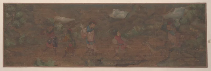 Landschaftsgemälde einer Figur in Waldlandschaft