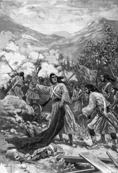 Laskarina Bouboulina, Heldin des Griechischen Unabhängigkeitskrieges - Darstellung der Heldin der griechischen Unabhängigkeit Bubulina (Bouboulina) Laskarina (1771-1825), Stich von 1897 in „Journal des voyages“