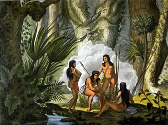Les camacans, Indianer aus Brasilien - in „Le costume ancien et moderne“ von Ferrario, ed. Mailand