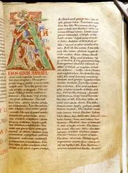 Lettrine: Buchstabe „A“ darstellend die Erschaffung Adams